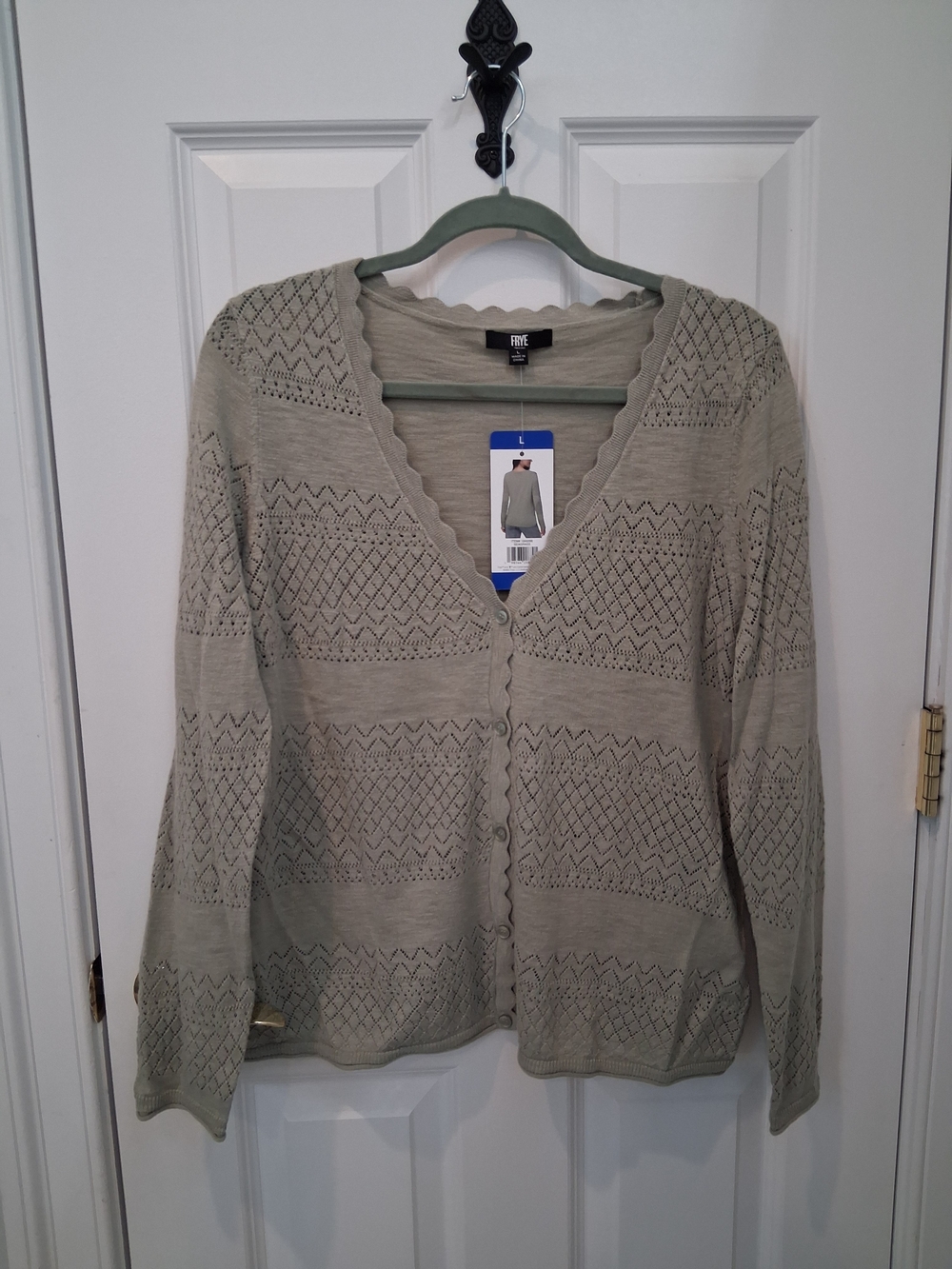 Frye Women's Sage Openwork Scalloped-Edge Cardigan